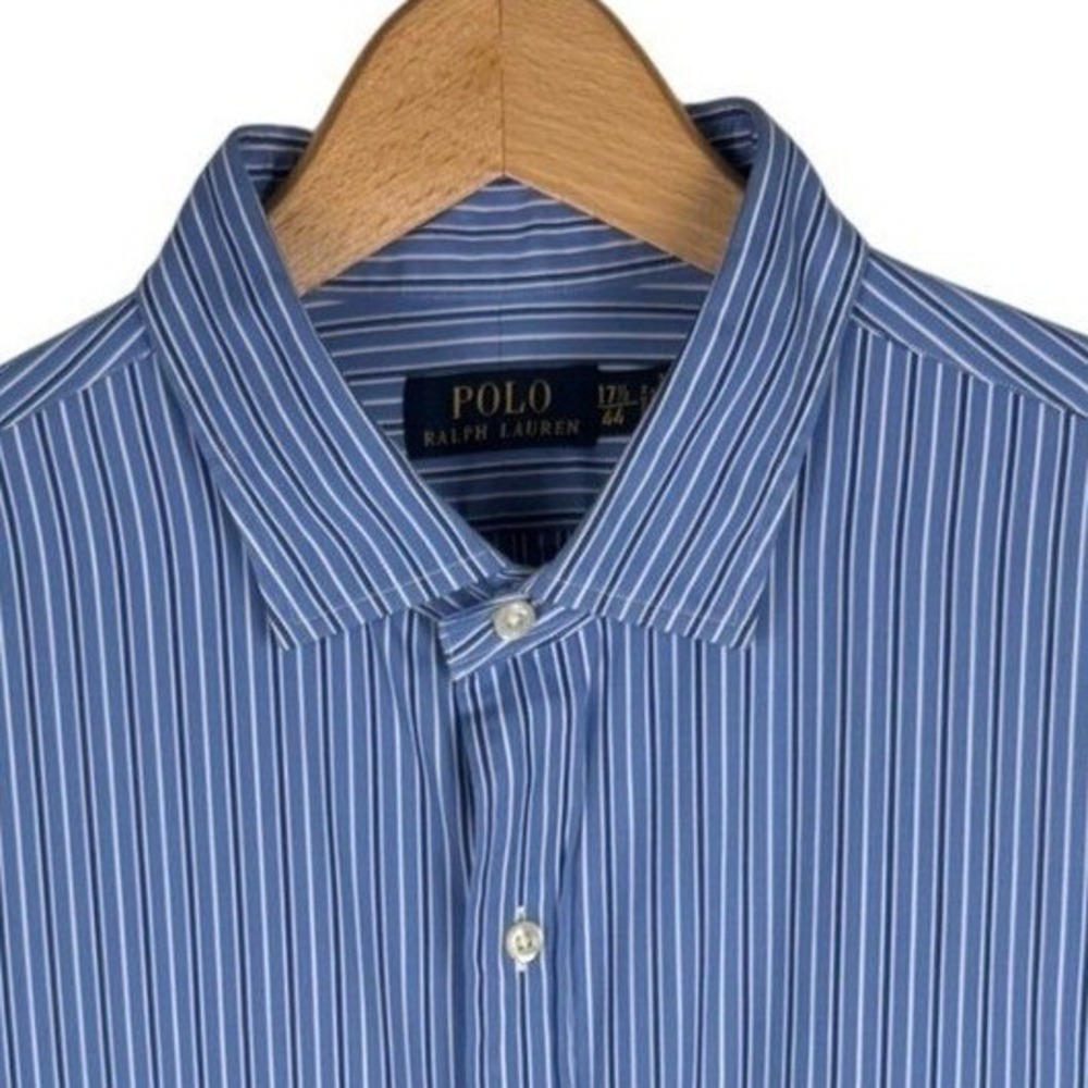 Polo Ralph Lauren Striped Button Down Shirt‎ Mens 17.5 XL Blue White